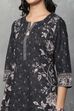 Black Cotton Printed Straight Kurta image number 1