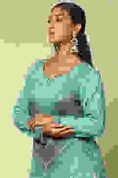 Green Acrylic Printed Straight Kurta image number 1