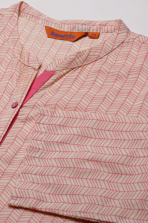 Cream Cotton And Cambric Straight Kurta image number 1