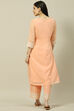 Peach Cotton Blend Straight Kurta image number 4