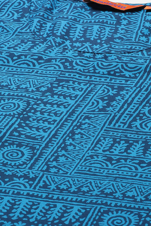 Indigo Cotton Straight Kurta image number 1