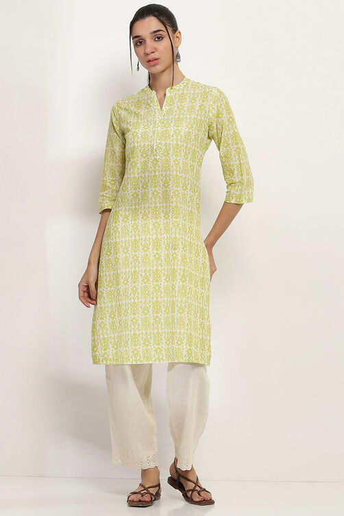 Grey Cotton Straight Kurta image number 5
