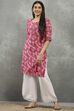 Pink Polyester Straight Kurta Pants Set image number 0