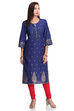 Orange Straight Cambric Cotton Kurta image number 4