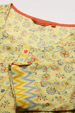 Yellow Viscose Rayon Asymmetric Dress image number 2