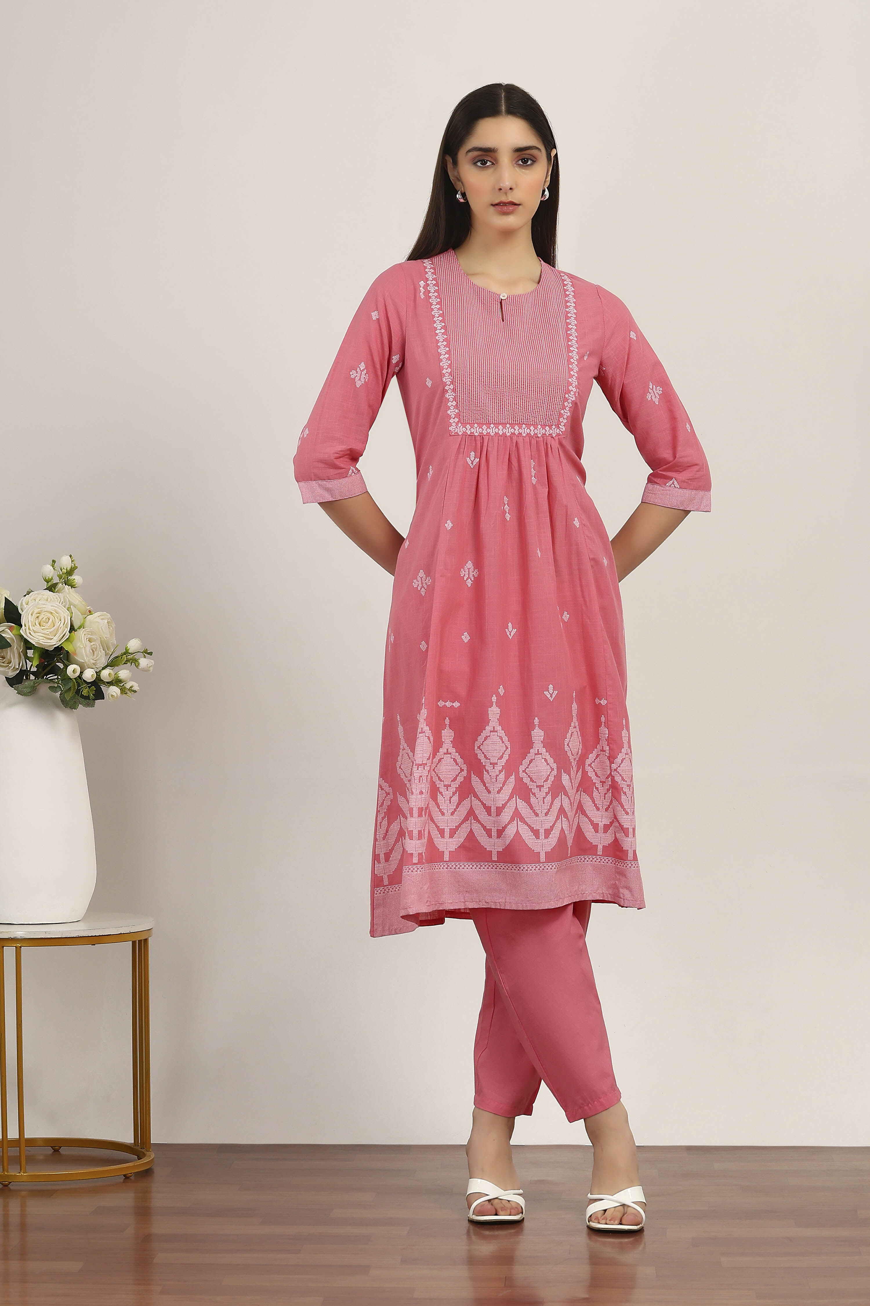 Blue Cotton Kurta Pants Set image number 6