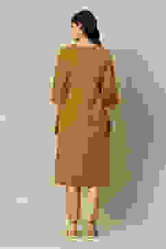 Mustard LIVA Straight Printed Kurta image number 4