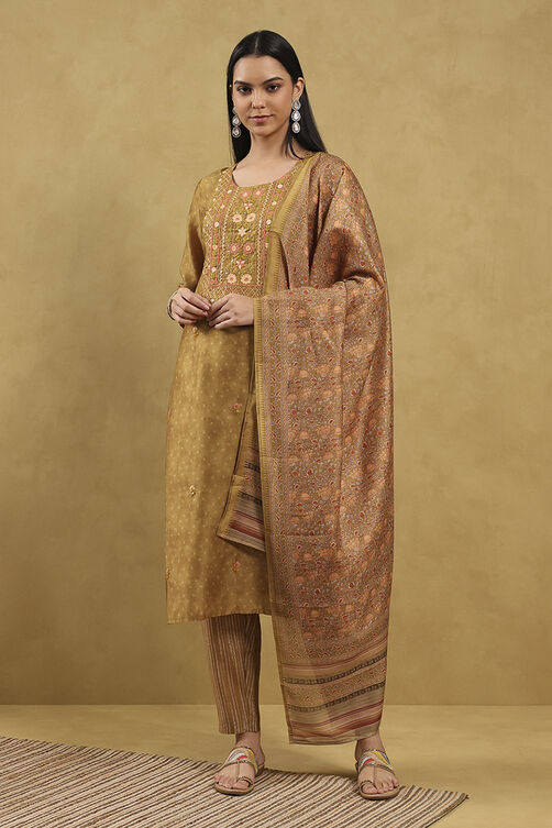 Blue Polyester Printed Straight Suit Set image number 2