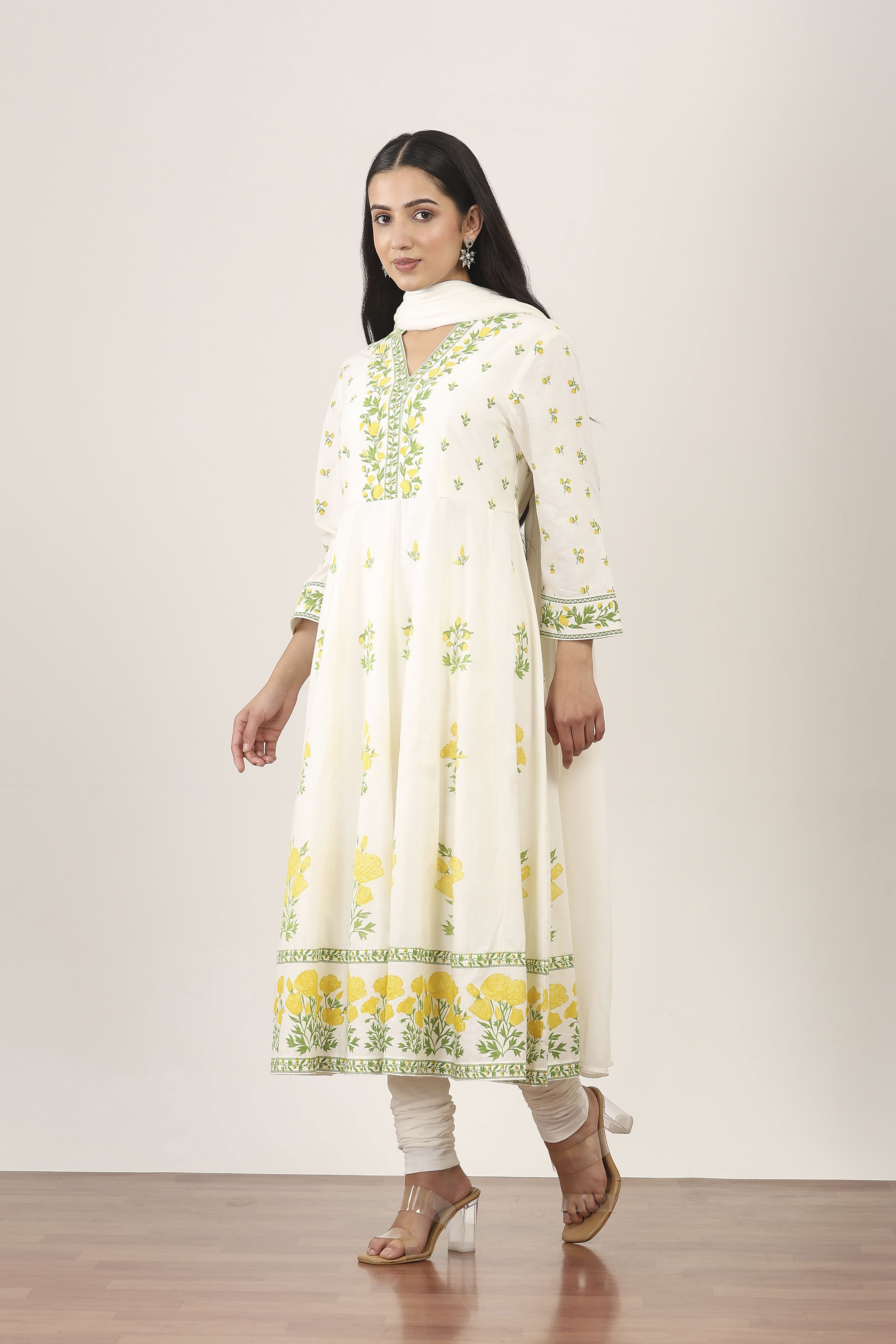 Yellow Cotton Blend Cotton Lehenga Sets image number 3