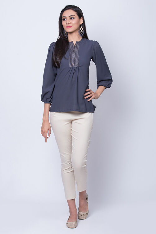 Teal Blue Poly Cotton Straight Top image number 4