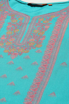 Teal Poly Viscose Straight Yarndyed Kurta Palazzo Suit Set image number 1