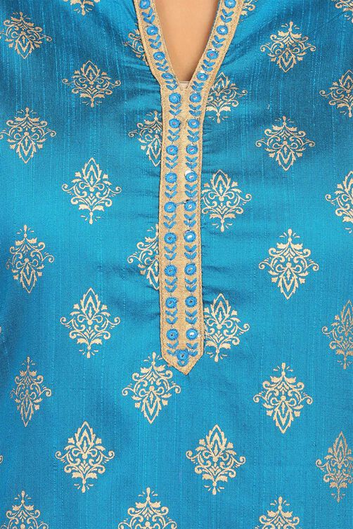 Turquoise Straight Poly Viscose Kurta image number 4