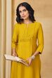 Yellow Viscose Blend A-Line Solid Suit Set image number 8