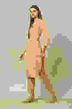 Peach Viscose Straight Printed Kurta image number 2