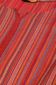 Red Acrylic Straight Yarndyed Kurta Palazzo Suit Set image number 1