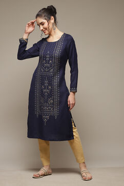 Indigo Acrylic Straight Kurta image number 0