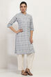Grey Cotton Straight Kurta image number 4