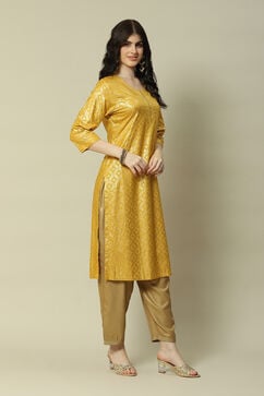 Yellow LIVA Straight Printed Top image number 3