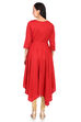 Red Asymmetric Cotton Dress image number 5