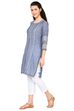 Blue Straight Chambray Kurta image number 2
