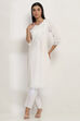 White Cotton Straight Kurta image number 0