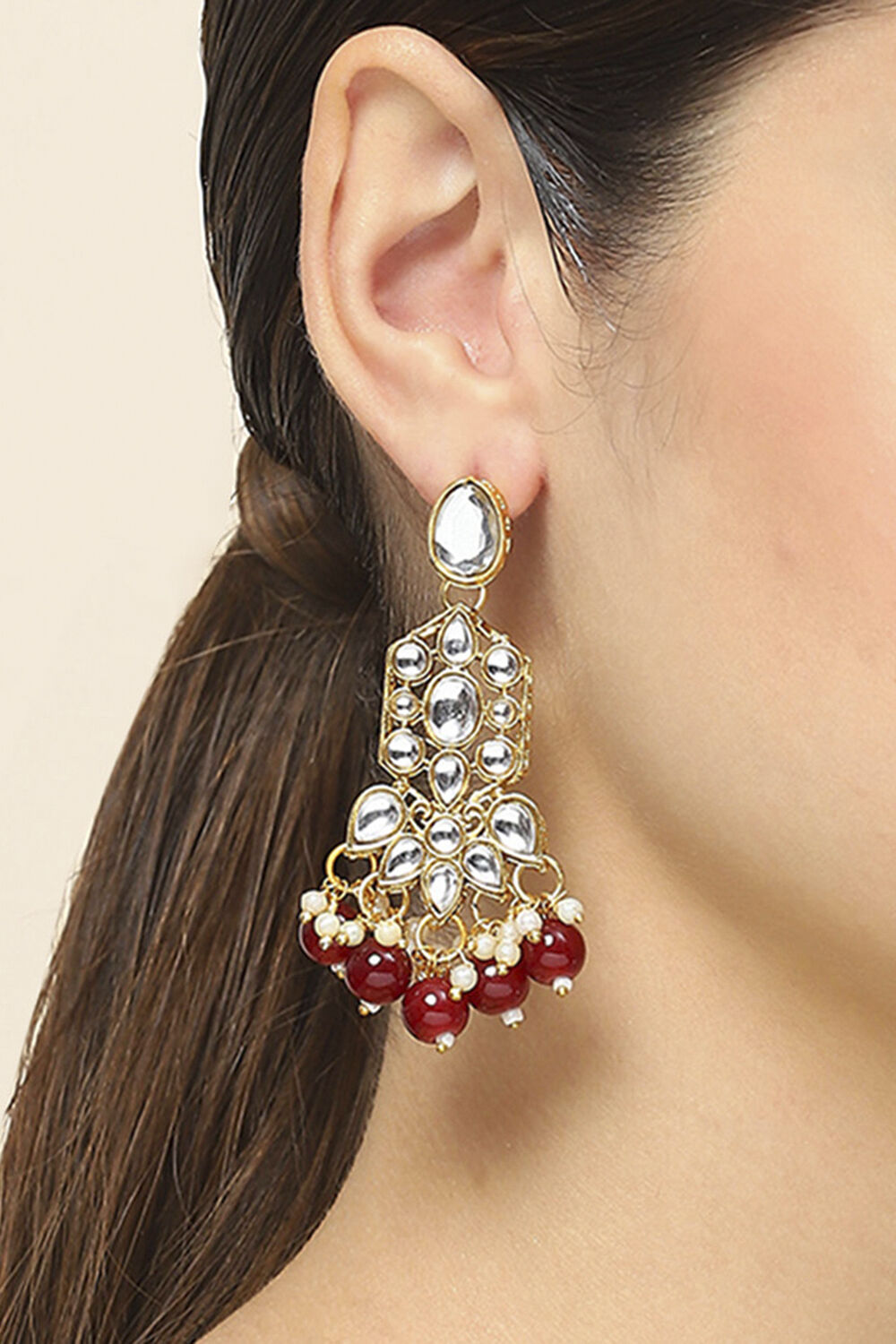 Red Oxidised Alloy Earrings image number 1