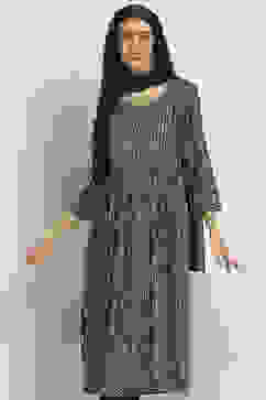 Navy Viscose Rayon Printed Gathered Suit Set image number 7