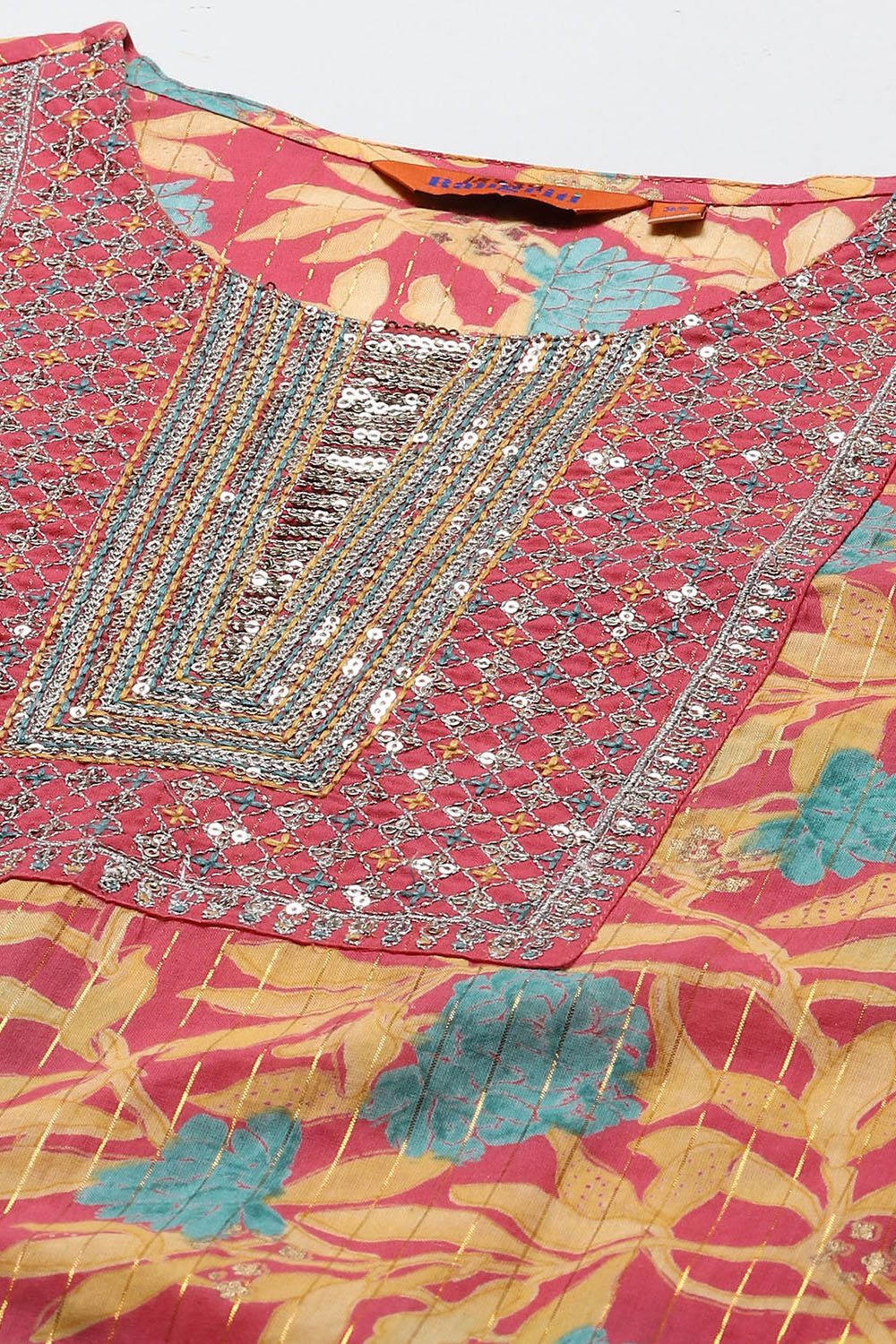 Pink Cotton Straight Printed Kurta Palazzo Suit Set image number 1