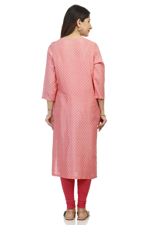Peach Straight Viscose Kurta image number 4