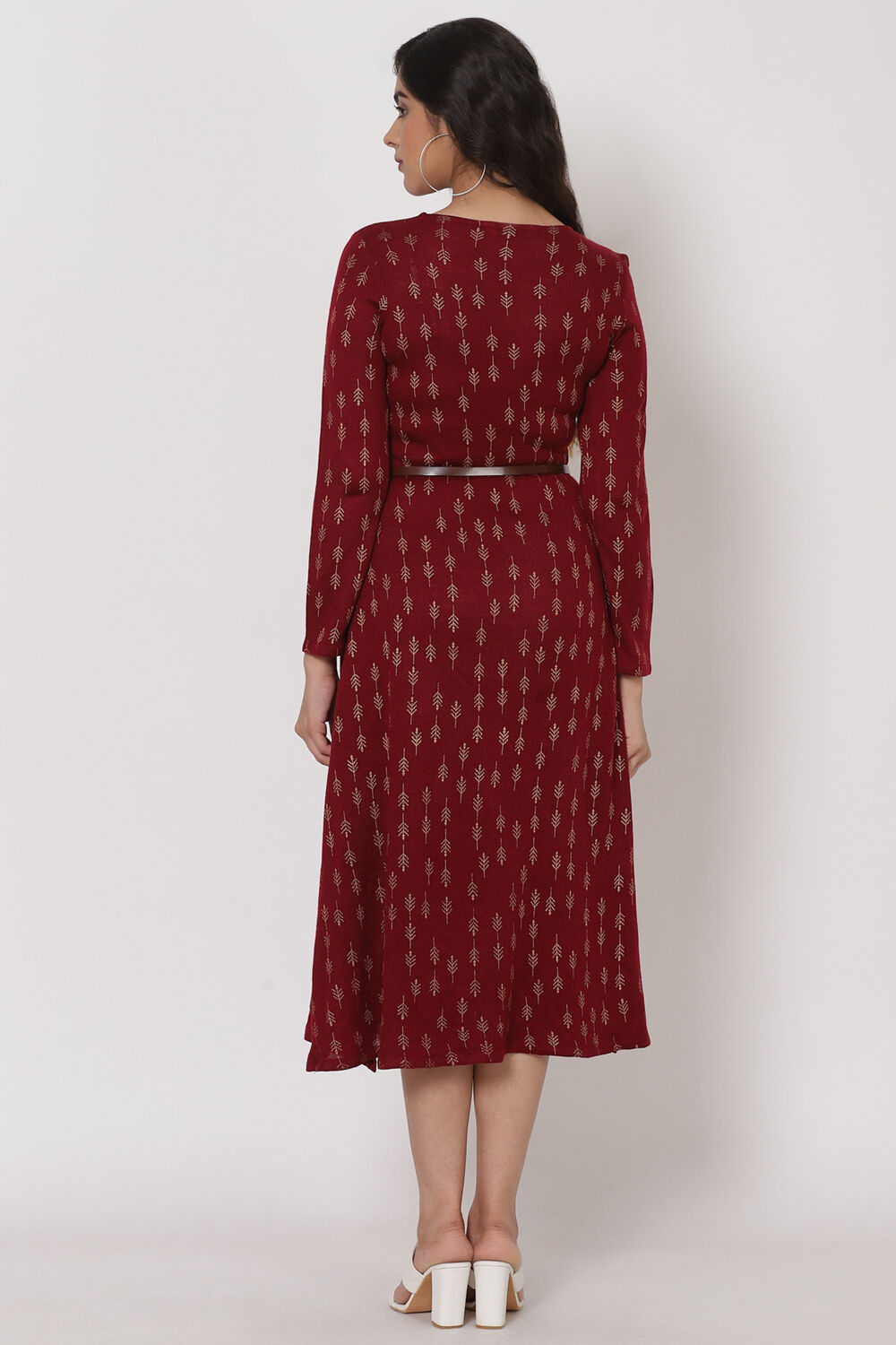 Maroon Acrylic Dress image number 5