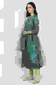 Teal Viscose Gathered Dress image number 2