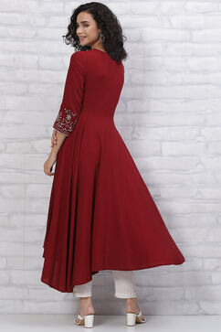 Red LIVA Anarkali Dress image number 4