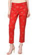 Red Poly Lycra Slim Pants image number 0