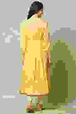 Yellow Rayon Slub Straight Dress image number 3