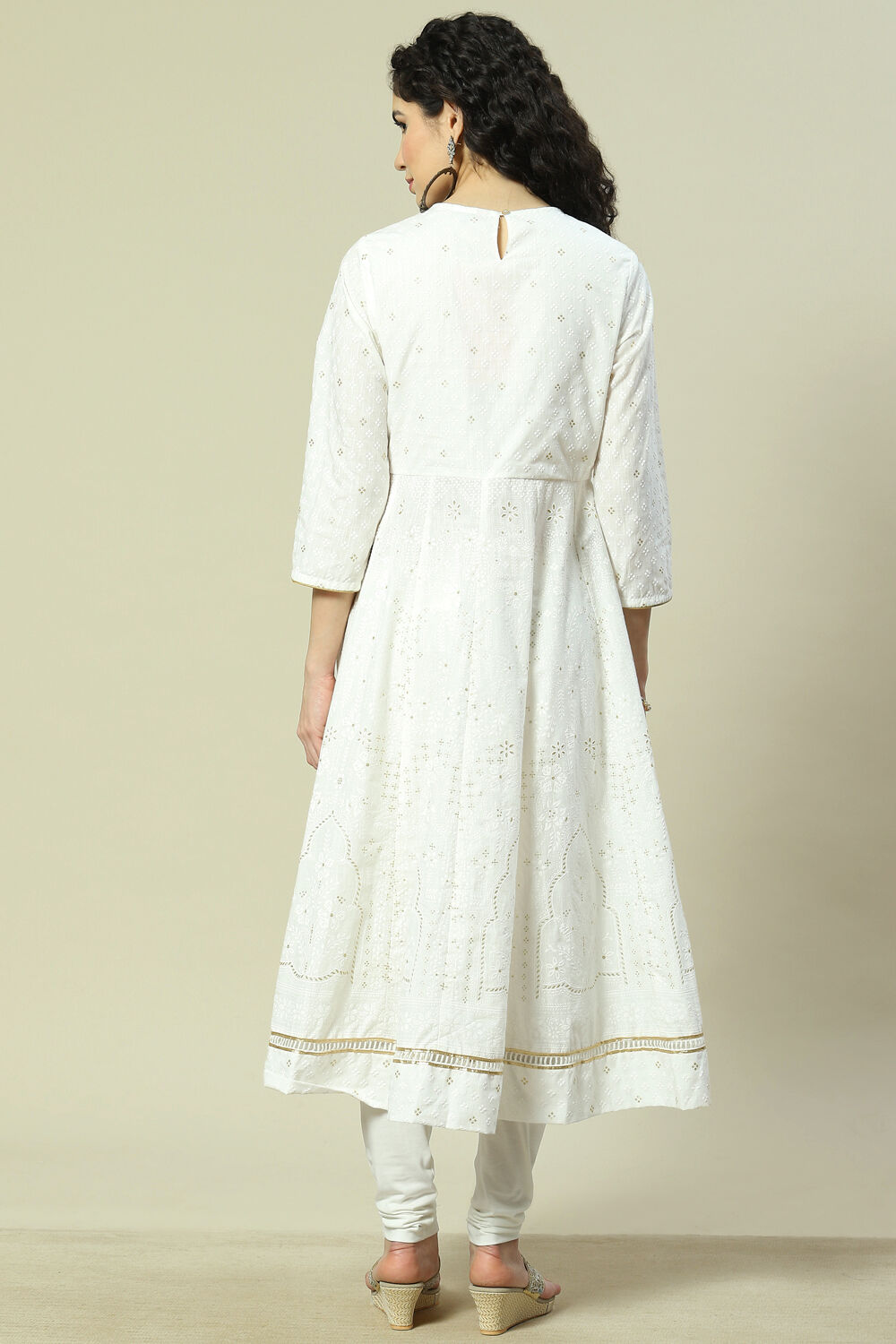 Peach Cotton Blend Straight Kurta image number 4