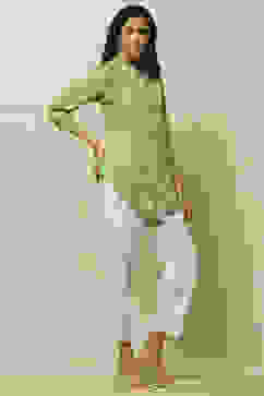 Green Floral Printed Straight Kurti image number 0