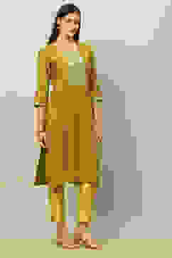 Green Viscose Blend Straight Kurta image number 4