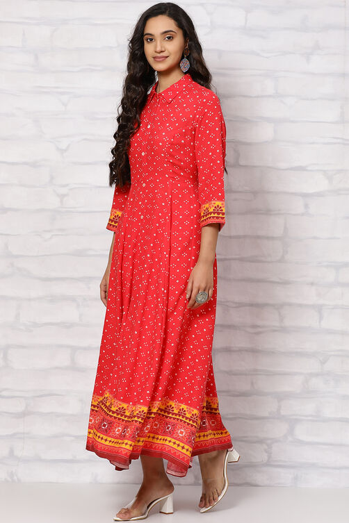 Red Viscose Kalidar Dress image number 2