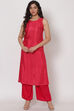 Coral Viscosefront Open Kurta image number 4