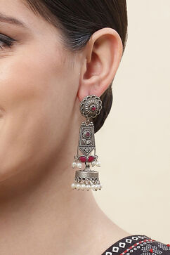 Red Oxidised Alloy Earrings image number 1