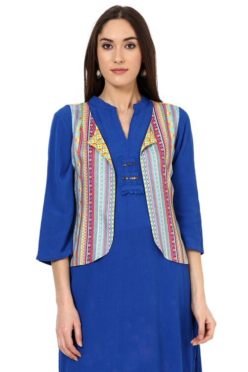 Yellow Straight Viscose Rayon Jacket image number 5