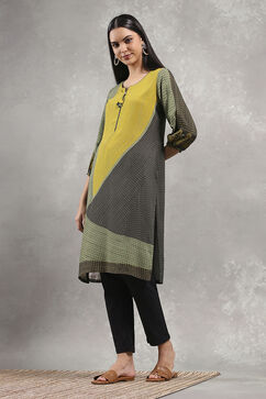 Green Viscose Rayon Printed Straight Kurta image number 2