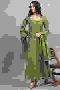 Green Tissue Solid Anarkali Dress image number 6