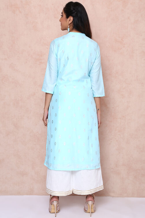 Aqua Art Silk Straight Kurta image number 5