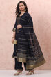 Navy Blue Art Silk Straight Suit Set image number 7