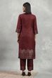 Green-Maroon Polyester Yarndyed Straight Suit Set image number 4