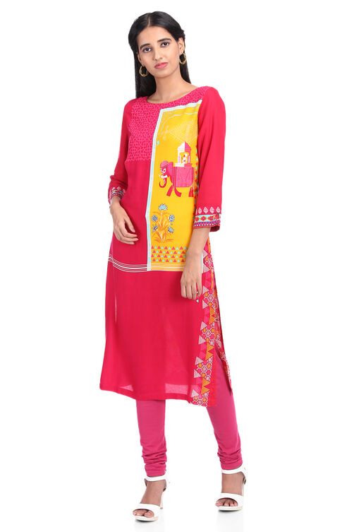 Off White Straight Viscose Kurta image number 3