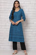Indigo Cotton Straight Kurta image number 0
