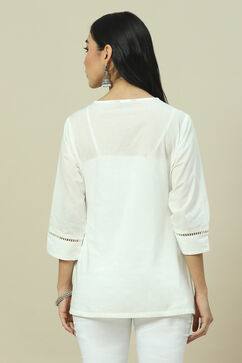 White Cotton Straight Top image number 4