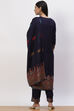 Navy Blue Acrylic Straight Suit Set image number 4